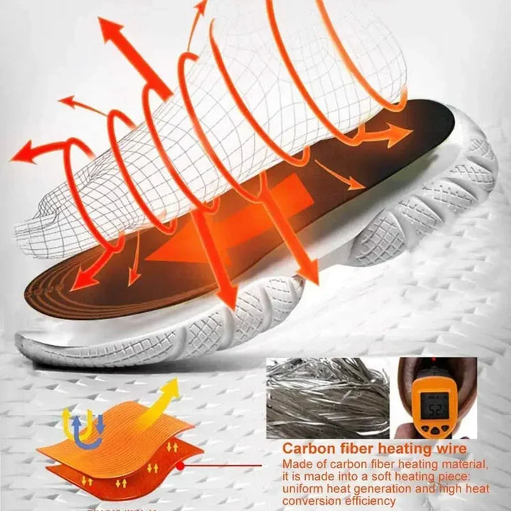 1 par de sapatos de aquecimento USB Palmilha de qualidade para o inverno quente para os pés Homens Mulheres Aquecido eletricamente Sola de sapato antiderrapante