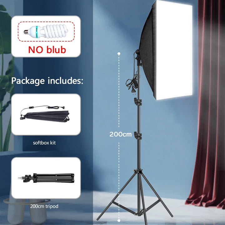 Professional Photography softbox Lighting soft box With Tripod E27 Photographic Bulb Continuous Light System for Photo studio