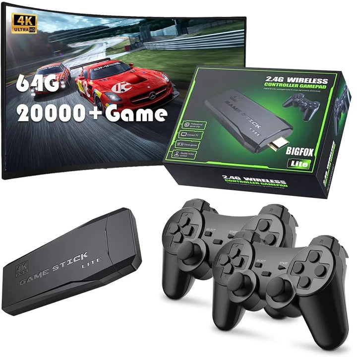 Video Game Console 2.4G Wireless Console Game Stick 4k 20000 Game 64G Portable Dendy Game Console for GBA/FC/PS1/MD