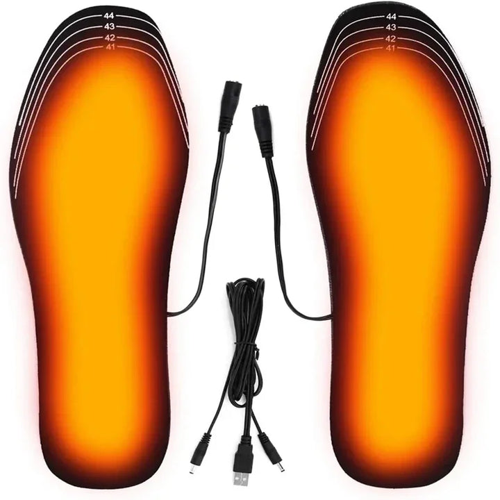 1 par de sapatos de aquecimento USB Palmilha de qualidade para o inverno quente para os pés Homens Mulheres Aquecido eletricamente Sola de sapato antiderrapante